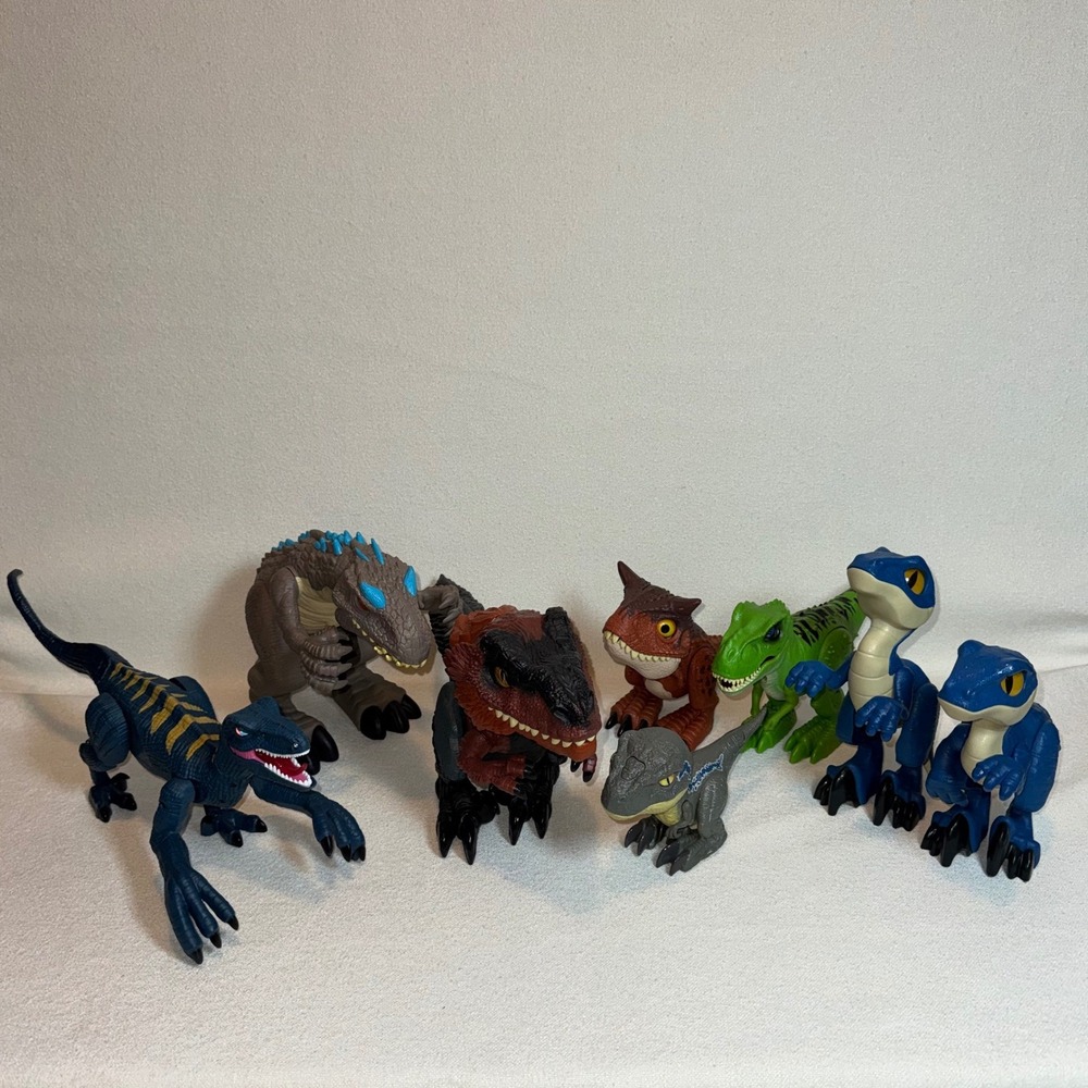 Jurassic World Dinosaur Action Figures Lot Velociraptor Blue Indominus Rex Lot 8